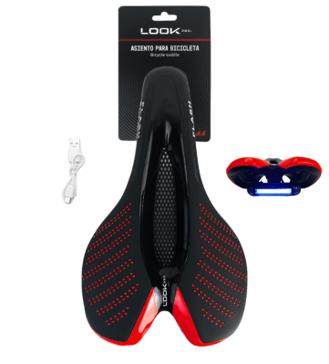 ASIENTO FLASH CON LUZ BLISTER NEGRO/ROJO