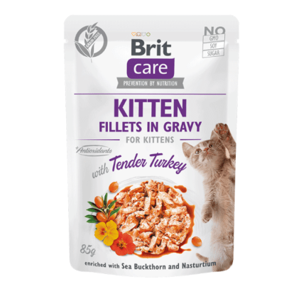 BRIT CARE CAT POUCH - KITTEN FILLETS IN GRAVY WITH TENDER TURKEY 85G1