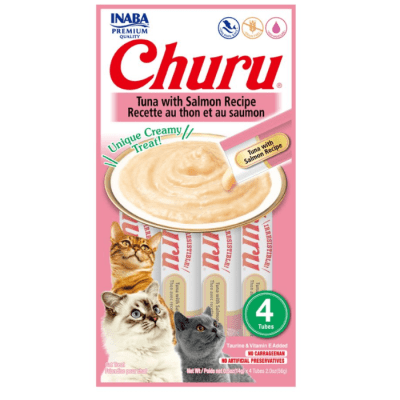 CHURU GATO SABOR ATÚN Y SALMON 4 TUBOS1