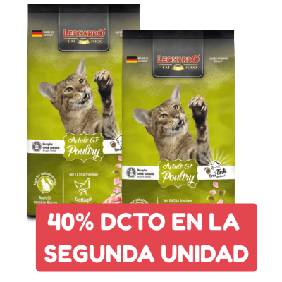 2x Leonardo ADULT GF POULTRY 1,8 KG - 2do con 40% dcto1
