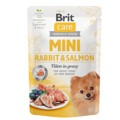 BRIT CARE MINI RABBIT & SALMON FILLETS IN GRAVY 85G