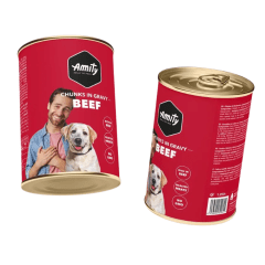 AMITY CHUNKS BEEF ADULT DOG WET FOOD 415GR