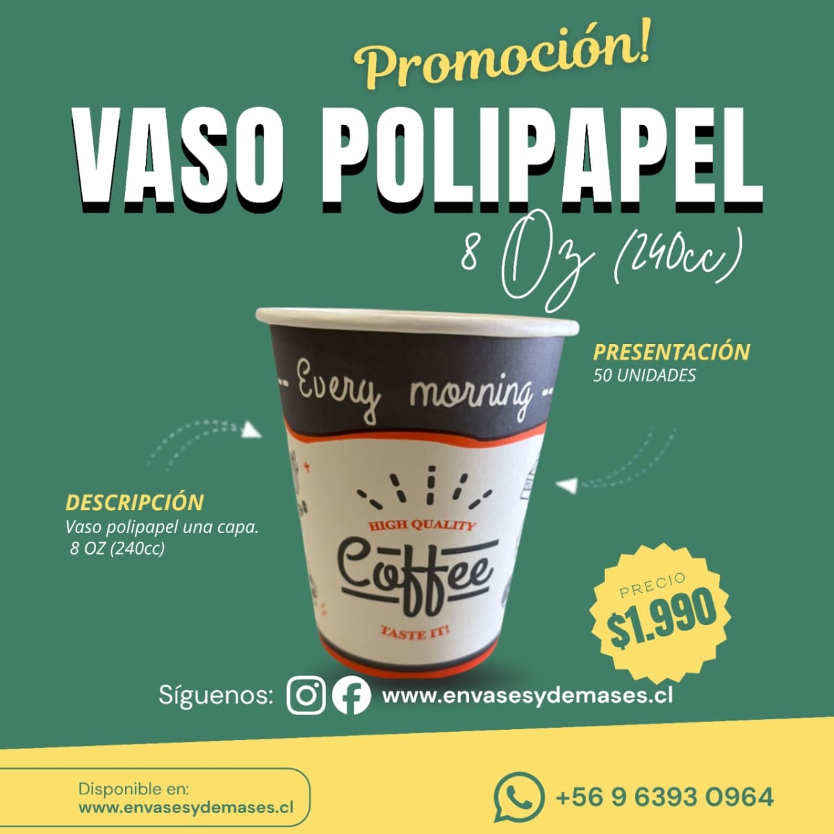 #042# VASO CAFE UNA CAPA 8 ONZ (1X50UN)1