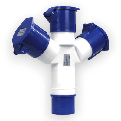 Derivación 3 Enchufe Industrial IP44 16amp 2P+T 220v Hembra Volante