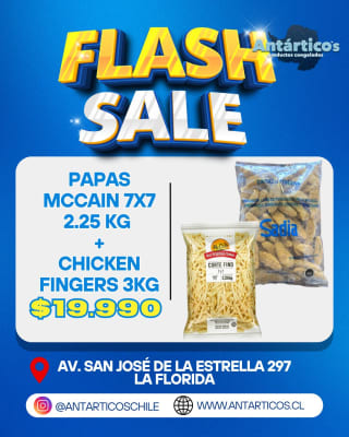 PACK PAPAS MCCAIN 7X7 2.25 KG + CHICKEN FINGERS SADIA 3 KG1