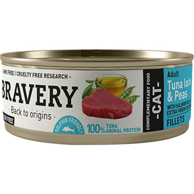 BRAVERY LATA CAT ADULT TUNA AND PEAS1