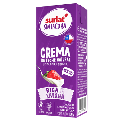 Crema de Leche Natural Sin Lactosa SurLat 200g1