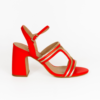 SANDALIA CUERO ROJO ORO1