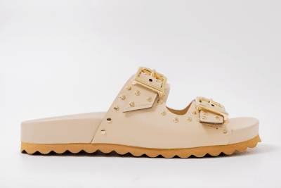 SANDALIA PLANA NUDE TACHAS ORO3