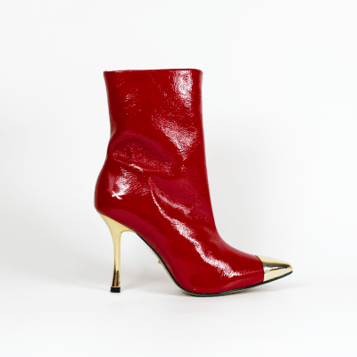 BOTIN CUERO ROJO GLAM PUNTA ORO2