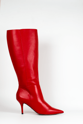 BOTA CUERO ROJO TACO DELGADO1