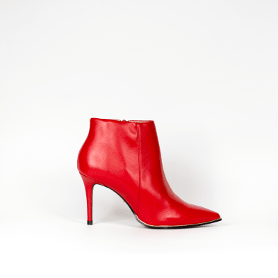 BOTIN CUERO ROJO LINEA DORADA2