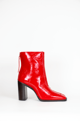 BOTIN CUERO ROJO PUNTA CUADRADA1