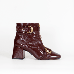 BOTIN CUERO GLAM COLOR BURDEO