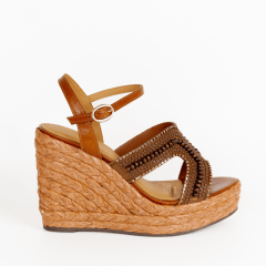 SANDALIA CUERO PLATAFORMA BOHO MOKA