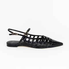 ZAPATO CUERO BALLERINA NEGRO TIRAS