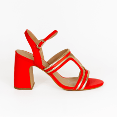 SANDALIA CUERO ROJO ORO