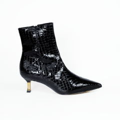 BOTIN CUERO MINI CROCO NEGRO