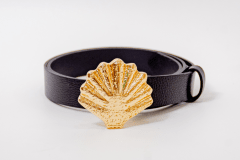 CINTURON CUERO CONCHA NEGRO