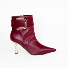 BOTIN CUERO BURDEOS BROCHE