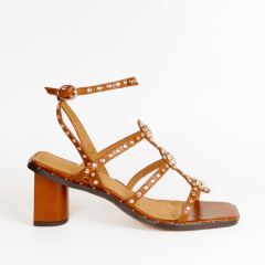 SANDALIA CUERO MOKA ORO