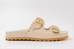 SANDALIA PLANA NUDE TACHAS ORO