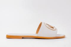 SANDALIA PLANA BLANCA ORO