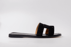 SANDALIA NEGRA PLANA STRASS