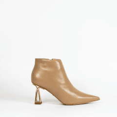 BOTIN CUERO NUDE TACO ORO