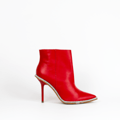 BOTIN CUERO ROJO STRASS