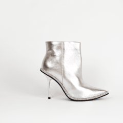 BOTIN CUERO PLATEADO STRASS