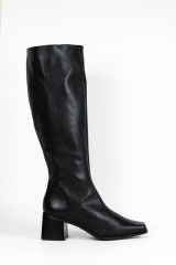 BOTA CUERO NEGRA TACO MEDIO