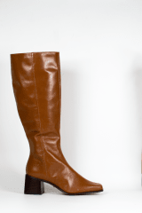 BOTA CUERO CAMEL TACO MEDIO