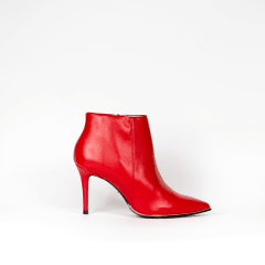 BOTIN CUERO ROJO LINEA DORADA