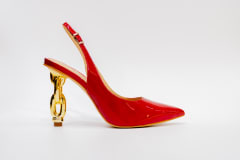 Zapato Charol Rojo Taco Cadena