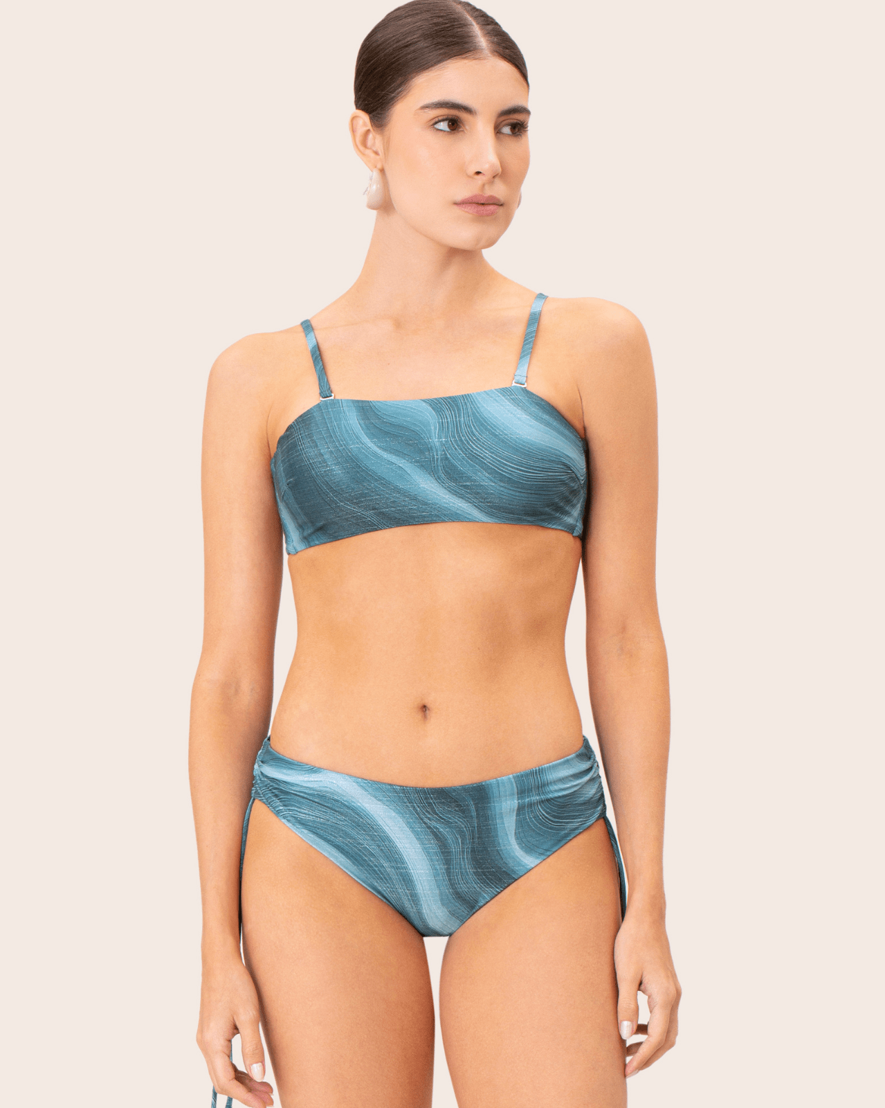 Top de Bikini Bandeau Estampado Azul OndadeMar 21474/GRA4