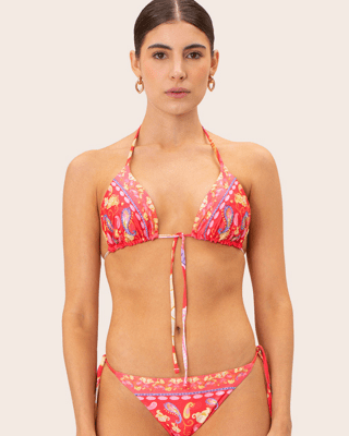 Top de Bikini Triángulo Coral Estampado OndadeMar 2117/MIA