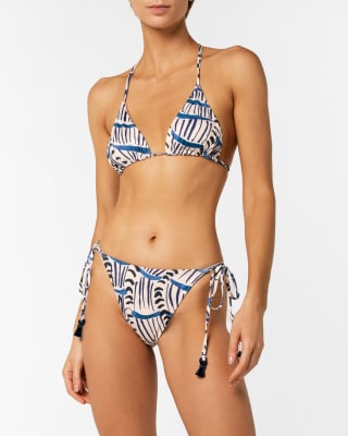 Top de bikini triángulo estampado azul Bimori Blue Sabbia