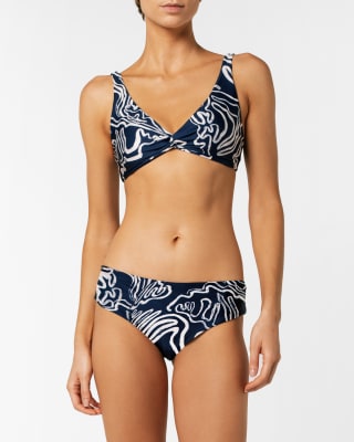 Cobertura regular Calzón de bikini tiro medio y cintura ancha Trisha Marea Blue