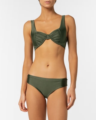 Top de bikini con aro bajo el busto en elegante verde Pula
