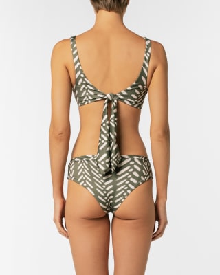 Calzón de bikini tiro medio y cintura ancha Trisha Green Linee cobertura regular