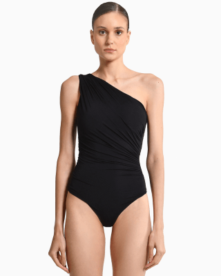 Traje de baño entero negro un hombro 