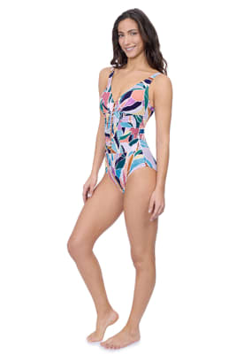 Traje de baño entero Copa D con control de abdomen