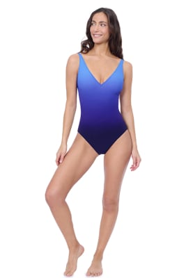 Traje de baño entero escote V con tirantes ajustables y control de abdomen