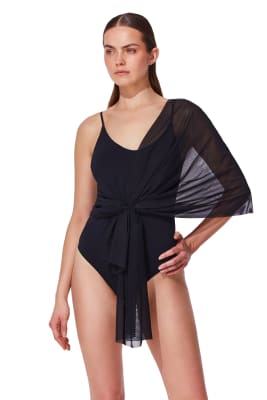 Traje de Baño Entero Gottex Negro con Malla Multiuso Desmontable