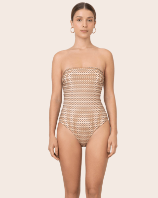 Traje de baño entero strapless OndadeMar tonos tierra 2360-0015