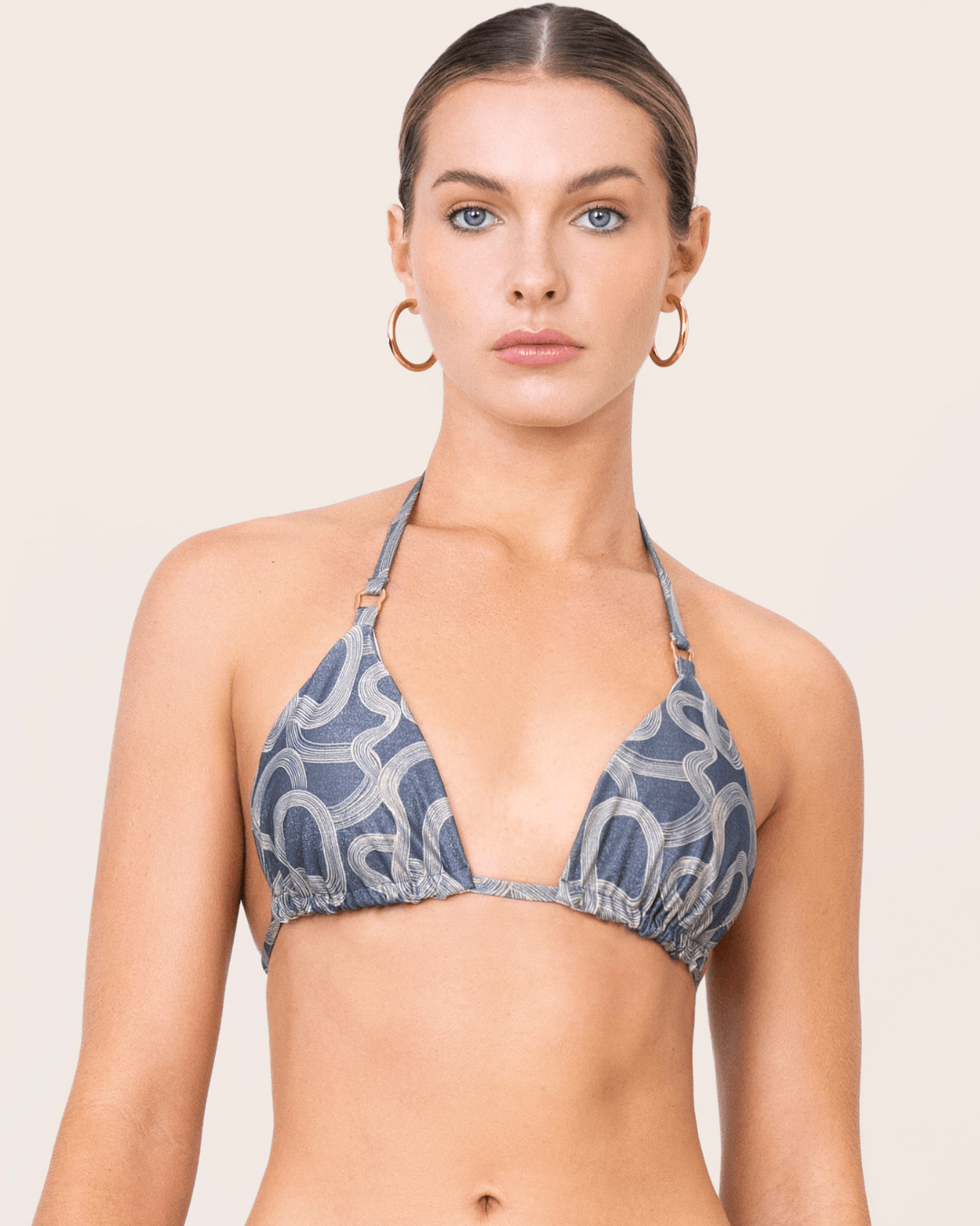 Top de bikini triángulo añil brillante OndadeMar 2117/HORI2