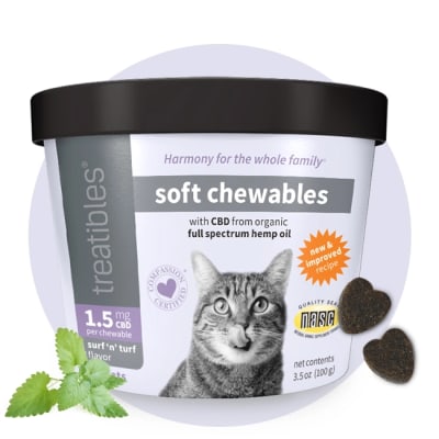 Snack blando 1,5 mg CBD para gato sabor pollo, Treatibles