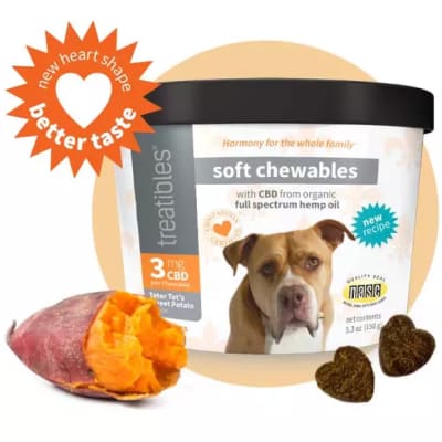 Snack blando 3 mg CBD sabor camote para perro, Treatibles