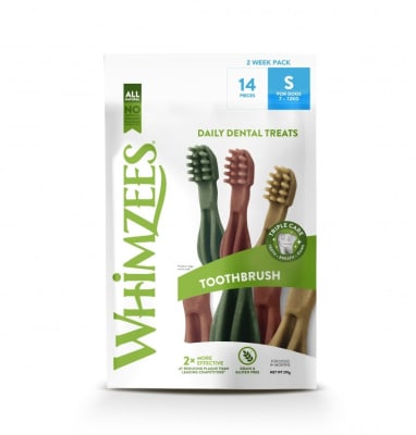 Snack dental Whimzees forma de cepillo S. Bolsa de 14 Unidades